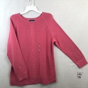 Karen Scott cable knit pink sweater